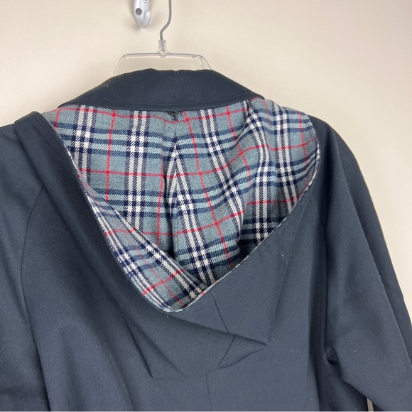Burberry Vintage Wool Grey Nova Check Detail Lined Hooded Trench Coat - Picture 8 of 9